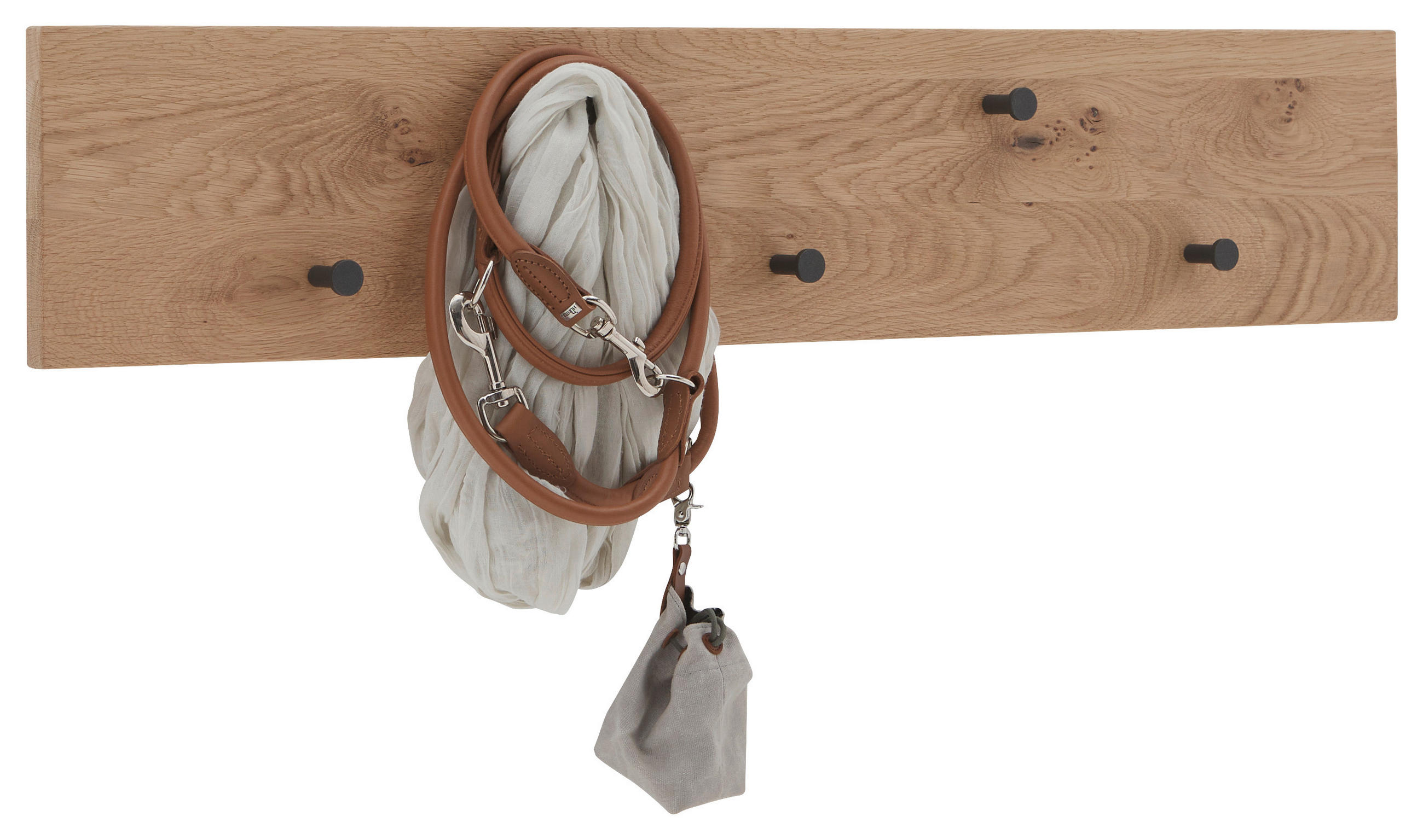 GARDEROBENLEISTE Wildeiche massiv Eichefarben  - Eichefarben, Natur, Holz/Metall (99/19/7,5cm) - Valdera