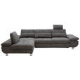 ECKSOFA Grau Webstoff Nierenkissen, Rücken echt  - Alufarben/Grau, Design, Textil (203/310cm) - Xora