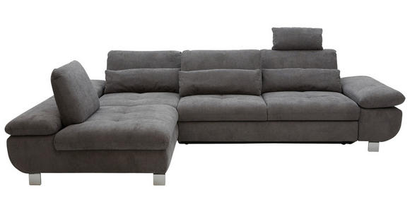 ECKSOFA Grau Webstoff Nierenkissen, Rücken echt  - Alufarben/Grau, Design, Textil (203/310cm) - Xora