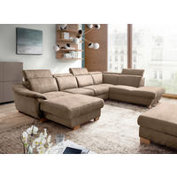 WOHNLANDSCHAFT Mikrofaser Braun  - Naturfarben/Braun, Design, Holz/Textil (238/347/273cm) - Livetastic
