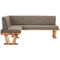 ECKBANK 155/225 cm Jacquard, Flachgewebe Braun Balkeneiche massiv   - Eichefarben/Braun, Natur, Holz/Textil (155/225cm) - Moderano