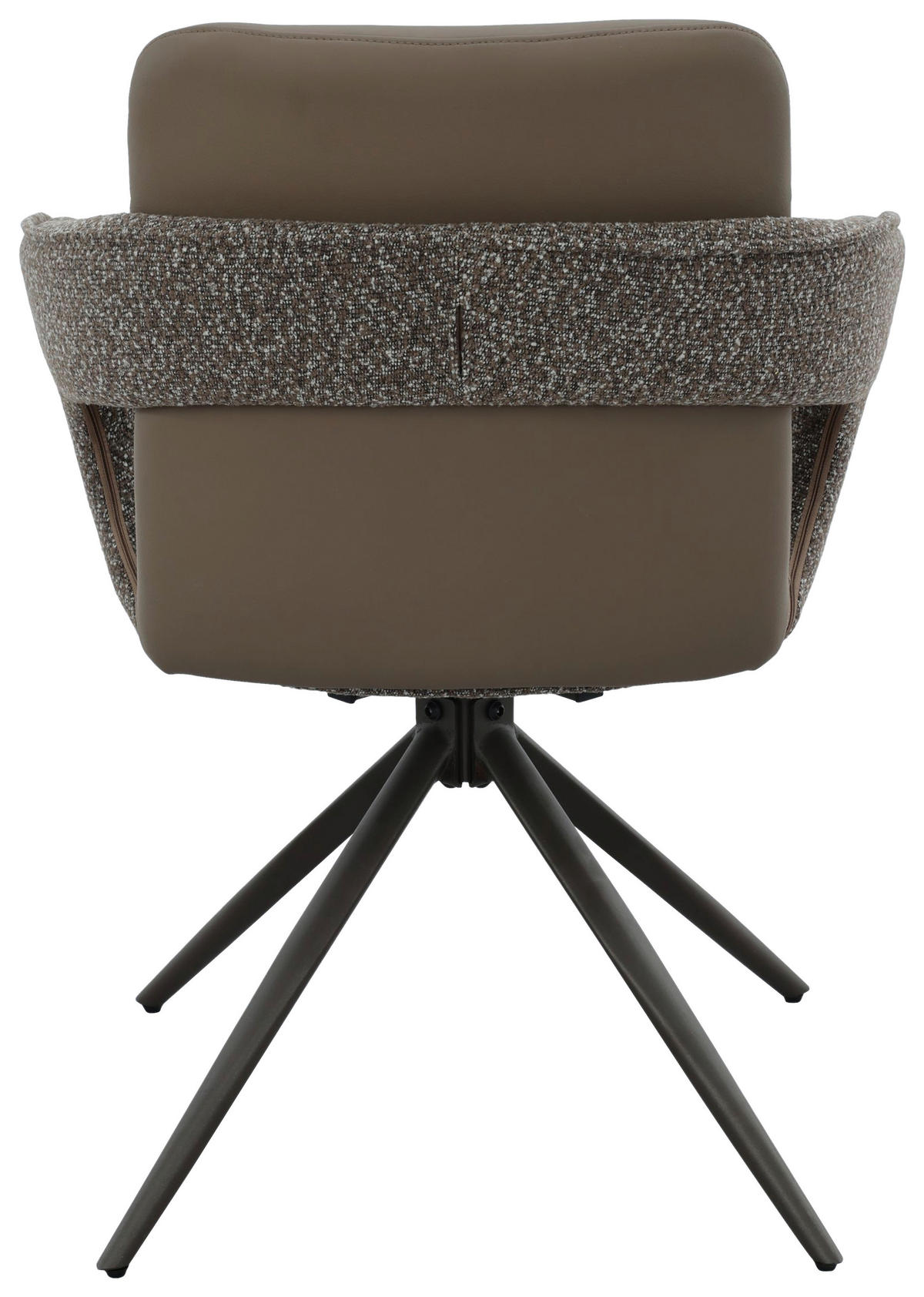 ARMLEHNSTUHL  Sitzfläche 360° drehbar, inklusive Armlehnen Lederlook, Webstoff  Braun, Hellbraun  - Hellbraun/Schwarz, MODERN, Textil/Metall (61/87,5/62,5cm) - MID.YOU