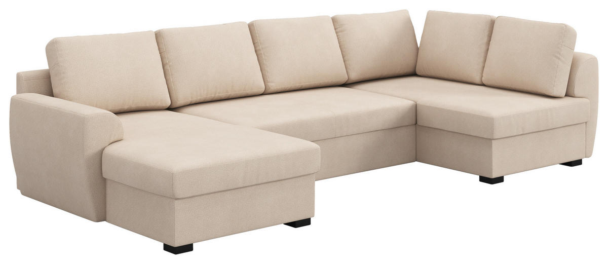 SJEDEĆA GARNITURA tekstil  prirodne boje   - boje nikla/prirodne boje, Trend, tekstil/plastika (154/327/86cm) - MID.YOU