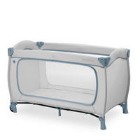 REISEBETT Sleep N Play Go Plus Greige, Pastellblau  - Greige/Pastellblau, Basics, Kunststoff/Textil (69/82/125cm) - Hauck