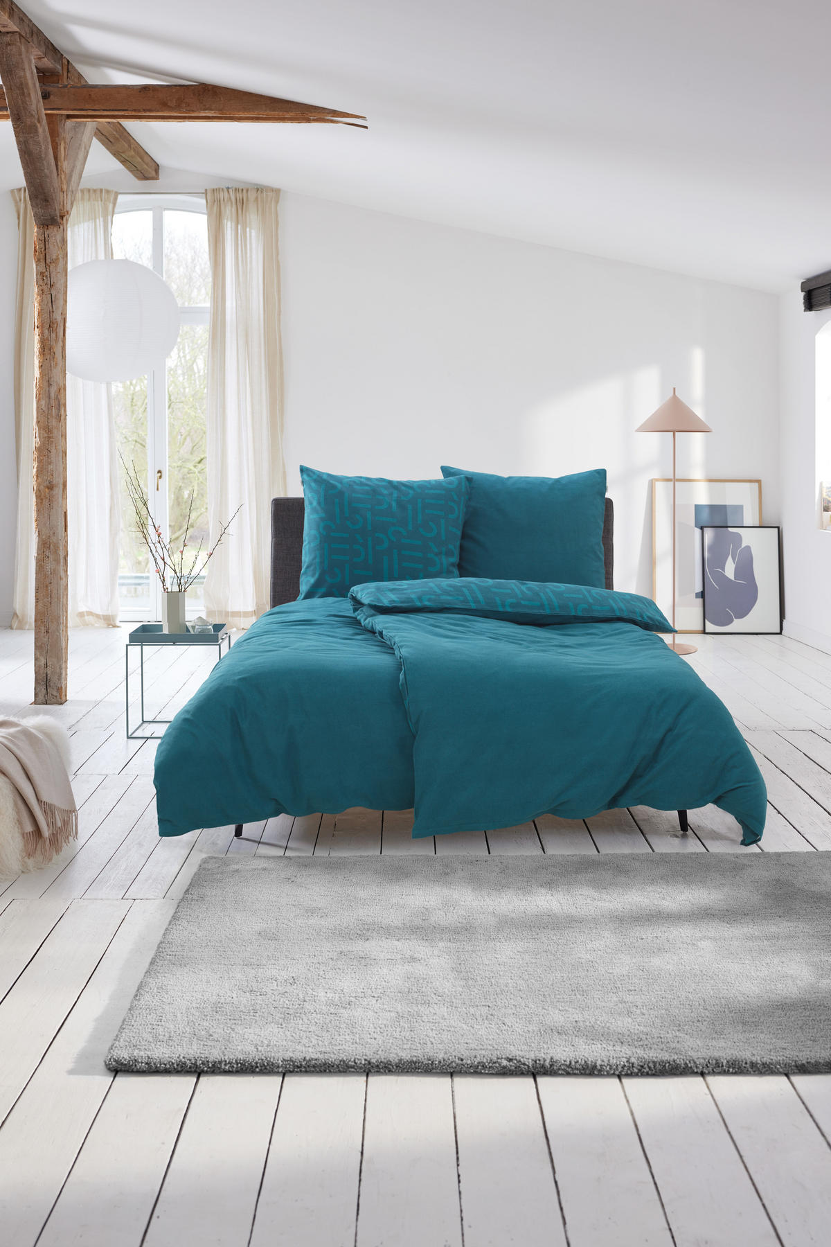 WENDEBETTWÄSCHE E-Scatter Big Flanell 135/200 cm  - Petrol, Basics, Textil (135/200cm) - Esprit