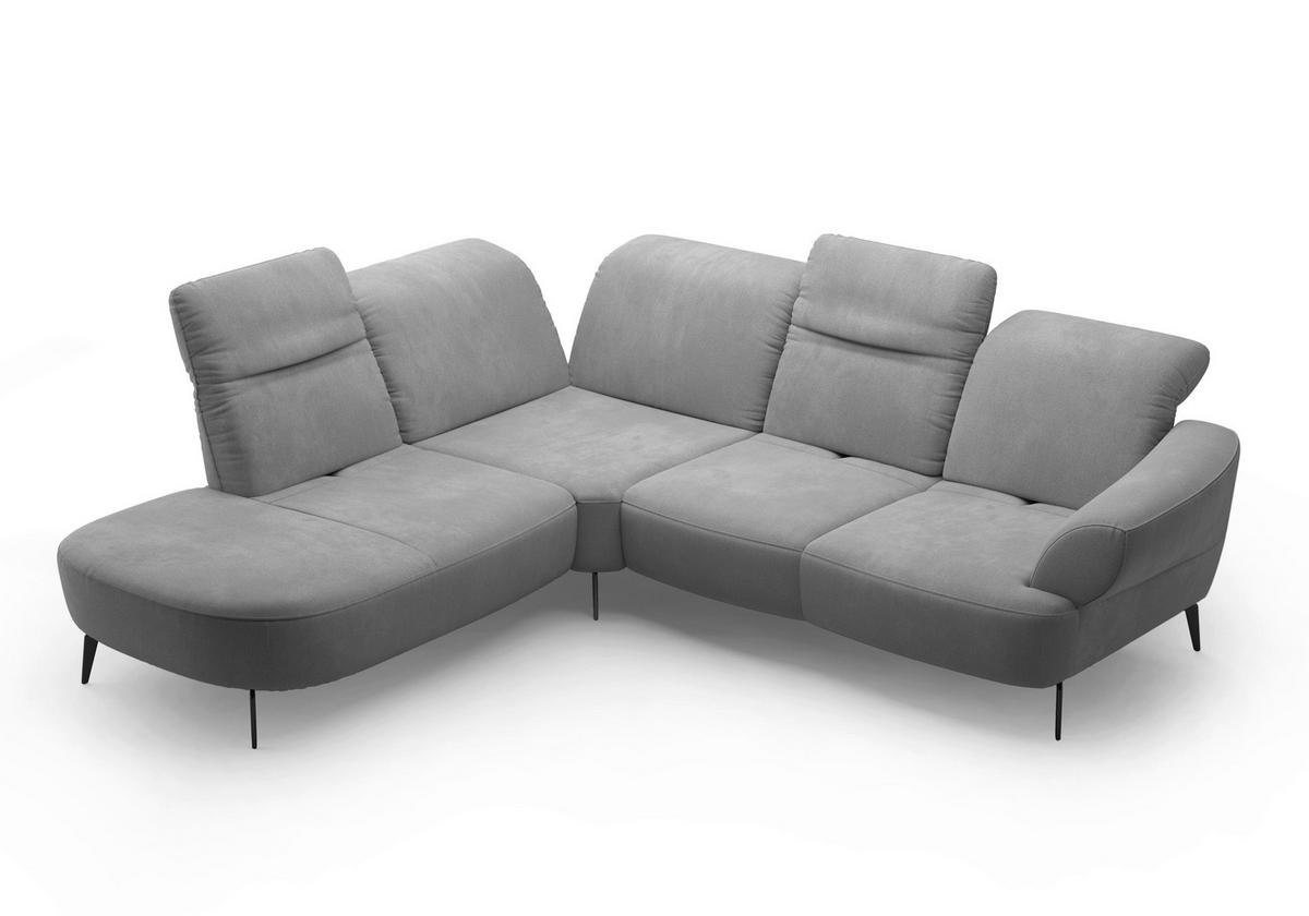 ECKSOFA in Flachgewebe Grau  - Schwarz/Grau, Modern, Textil/Metall (270/302cm) - Sit & More