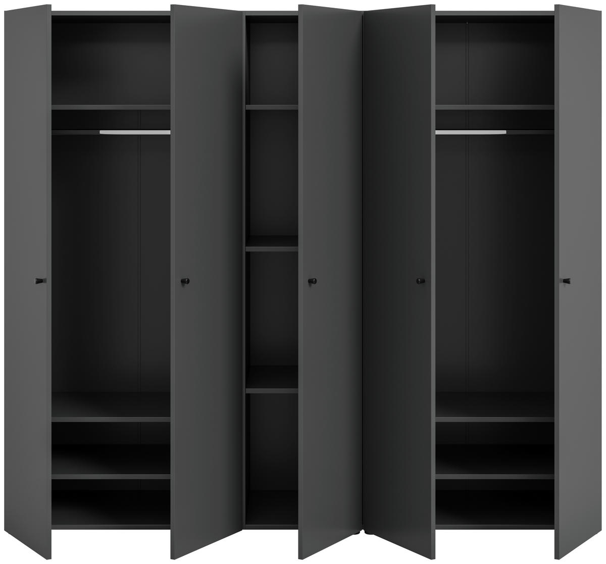 DREHTÜRENSCHRANK 200/176/51 cm,  in Anthrazit, 5-türig  - Anthrazit/Schwarz, MODERN, Holzwerkstoff/Kunststoff (200/176/51cm) - MID.YOU