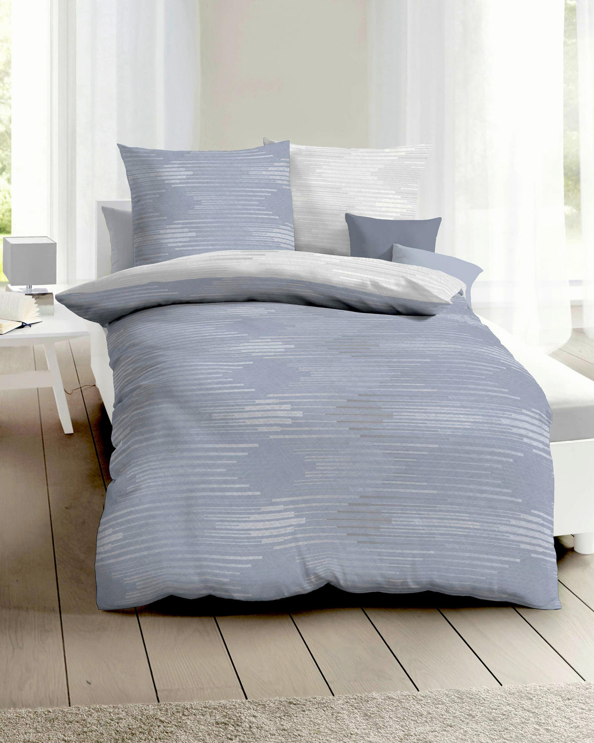 POSTELJINA IKAT 240/200 cm saten plava  - plava, Osnovno, tekstil (240/200cm) - Kaeppel