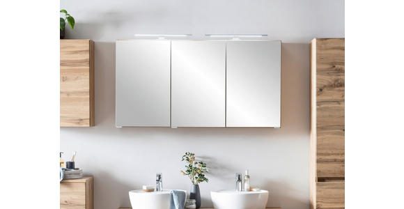 SPIEGELSCHRANK 120/64/20 cm - Eiche Wotan/Alufarben, Natur, Glas/Holzwerkstoff (120/64/20cm) - Xora