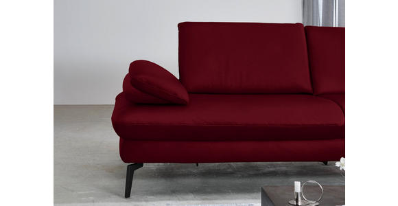 ECKSOFA in Echtleder Dunkelrot 325/157 cm - Schwarz/Dunkelrot, Design, Leder/Metall (325/157cm) - Dieter Knoll