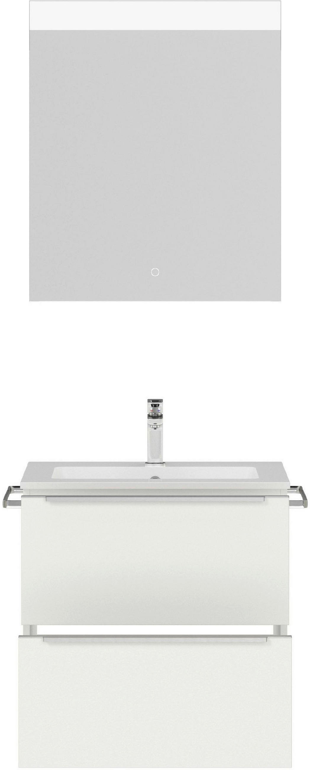BADEZIMMER  in 61 cm  - Edelstahlfarben/Weiß, MODERN, Holzwerkstoff/Stein (61cm) - Nobilia