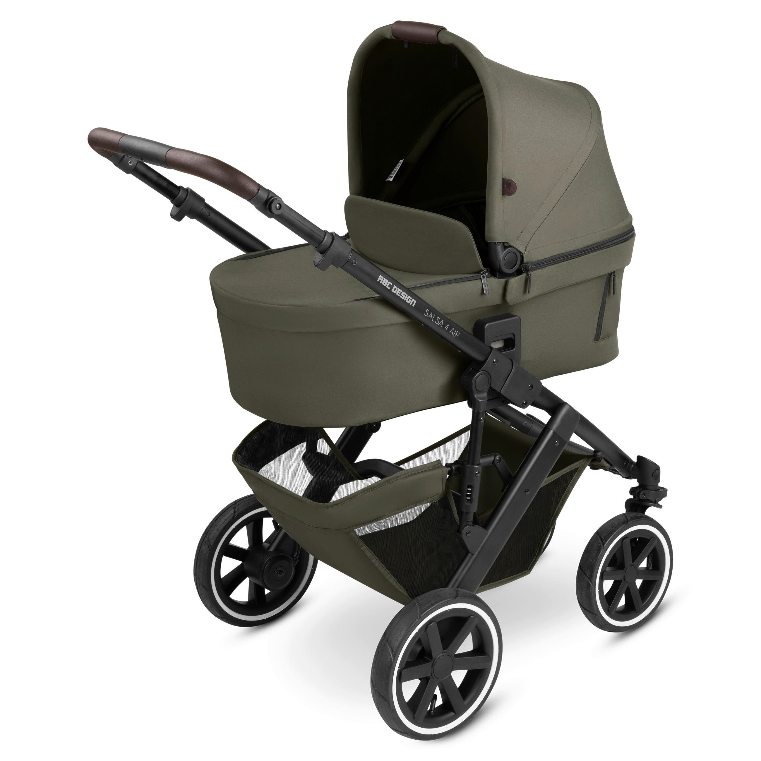 KINDERWAGENSET  Salsa 4 Air Starter Set  Wheat  - Schwarz/Olivgrün, Basics, Textil/Metall (77/35/110cm) - ABC Design
