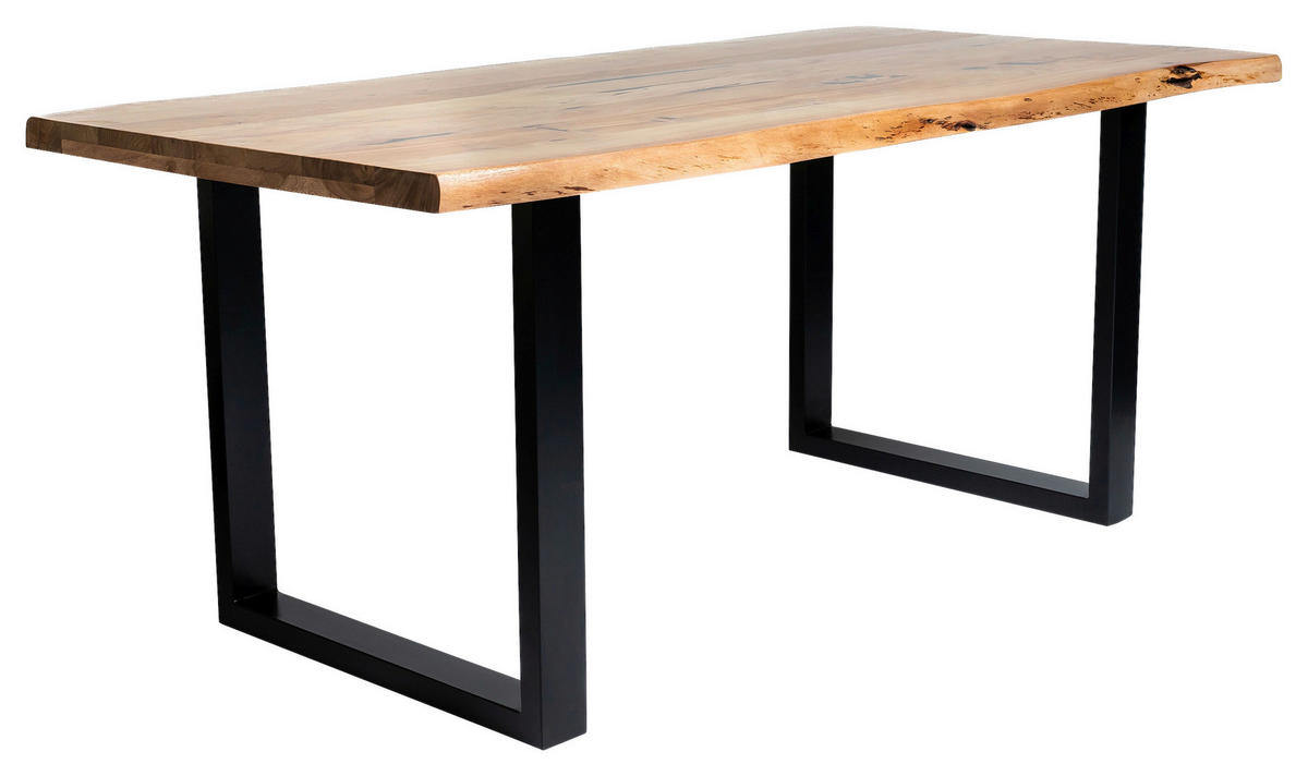 ESSTISCH in Holz, Metall 180/90/76 cm  - Schwarz/Akaziefarben, Design, Holz/Metall (180/90/76cm) - Carryhome