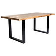 ESSTISCH 180/90/76 cm Echtholz  Holz, Metall Schwarz, Akaziefarben  - Schwarz/Akaziefarben, Design, Holz/Metall (180/90/76cm) - Carryhome