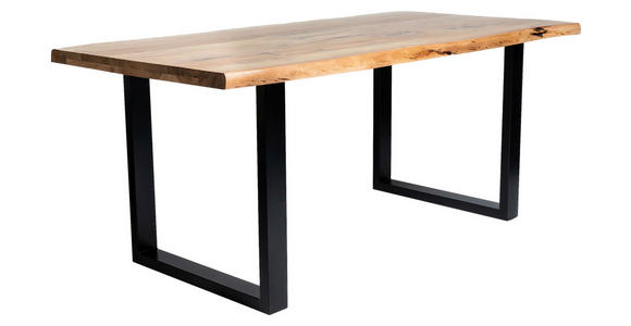 ESSTISCH 180/90/76 cm Echtholz  Holz, Metall Schwarz, Akaziefarben  - Schwarz/Akaziefarben, Design, Holz/Metall (180/90/76cm) - Carryhome