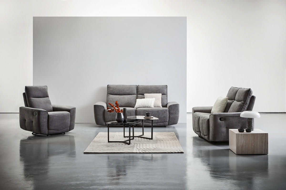 SCAUN DE RELAXARE in metal, textil gri  - negru/gri, Konventionell, metal/textil (100/99/96cm) - Celina Home