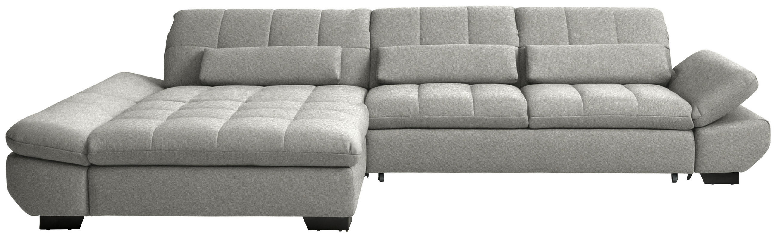 ECKSOFA Flachgewebe Hellgrau  - Hellgrau/Schwarz, Design, Textil/Metall (204/341cm) - Xora