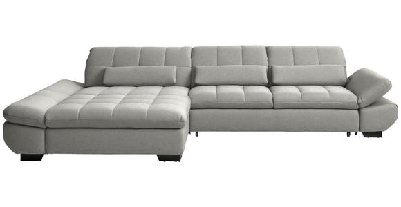 ECKSOFA  in Flachgewebe Hellgrau  204/341 cm  - Hellgrau/Schwarz, Design, Textil/Metall (204/341cm) - Xora