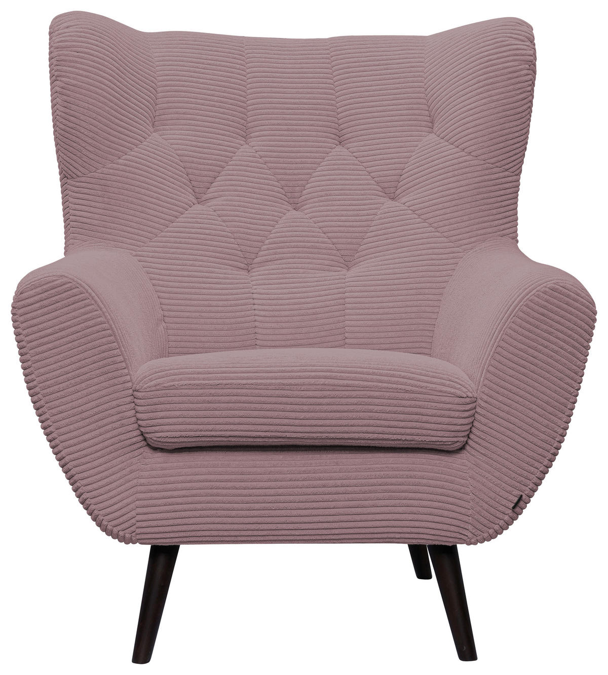 SESSEL in Cord Rosa  - Schwarz/Rosa, Design, Holz/Textil (87/101/95cm) - Stylife
