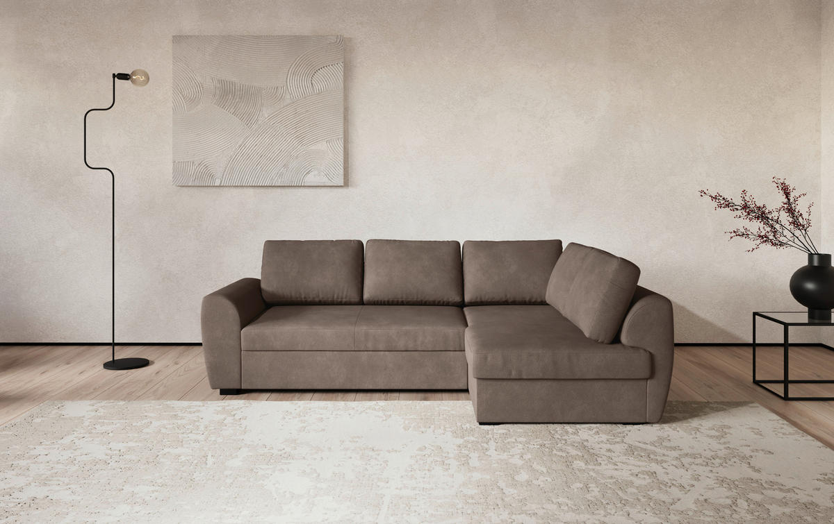 KUTNA GARNITURA tekstil  taupe   - crna/taupe, Trend, tekstil/plastika (253/154cm) - MID.YOU