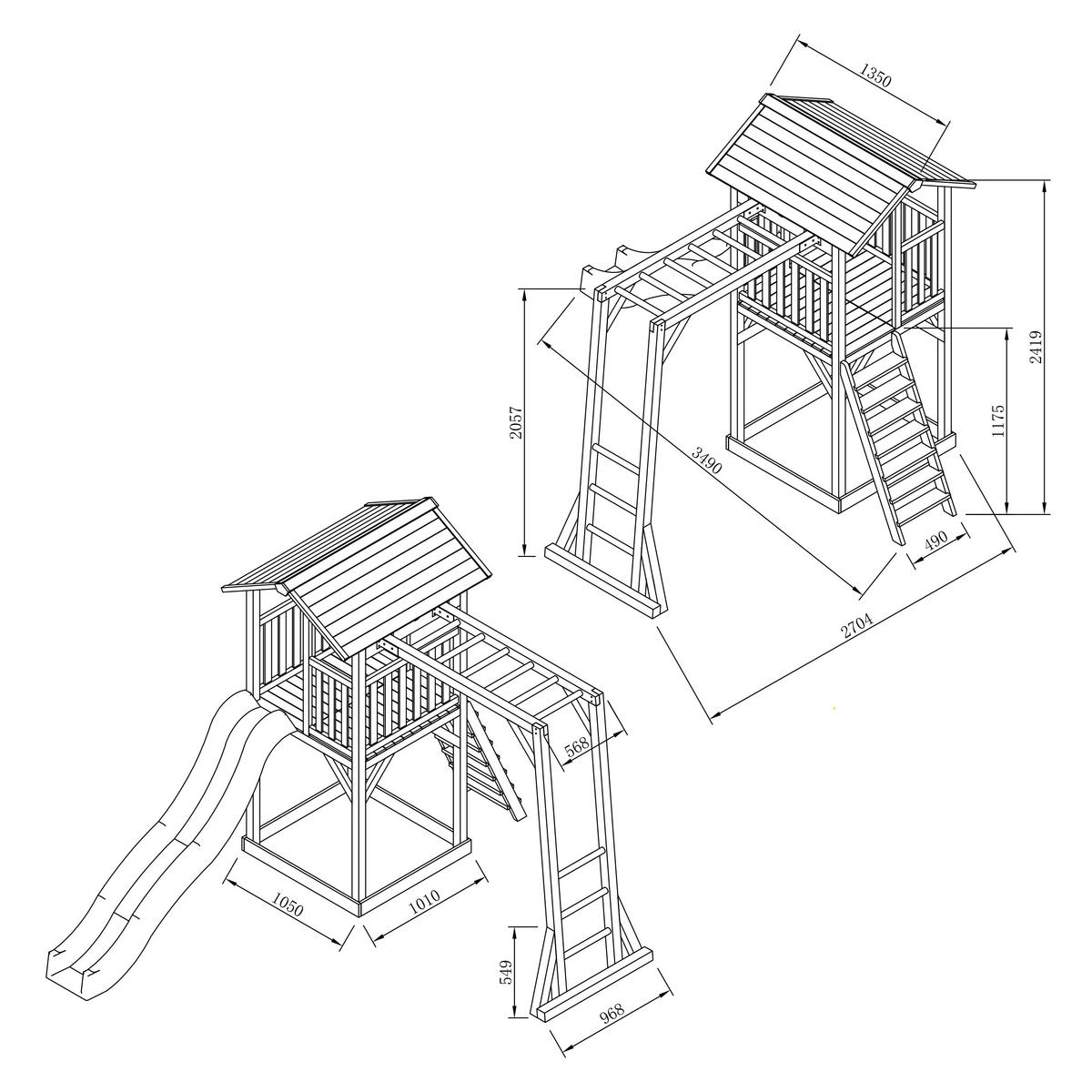 SPIELTURM 29,5/9,5/218 cm  - Blau/Weiss, Konventionell, Holz (29,5/9,5/218cm)