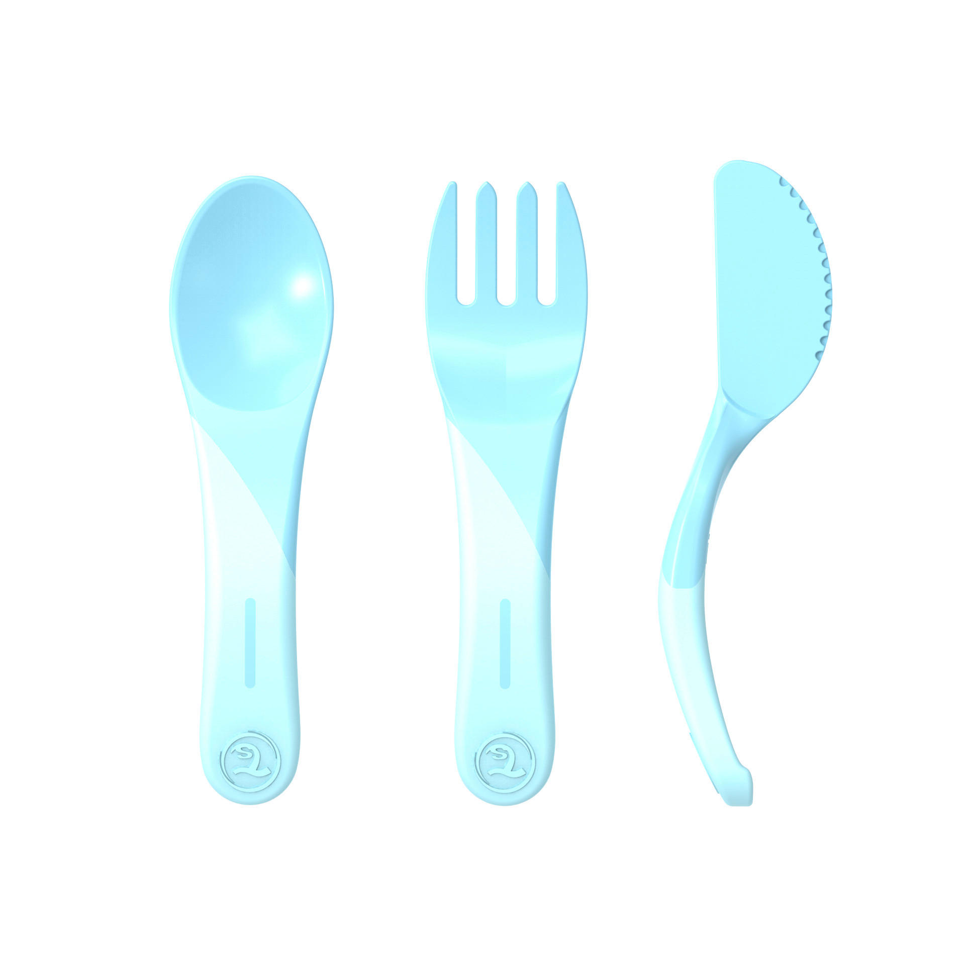 KINDERBESTECK 3-teilig  - Blau, Basics, Kunststoff (20,7cm) - Twistshake
