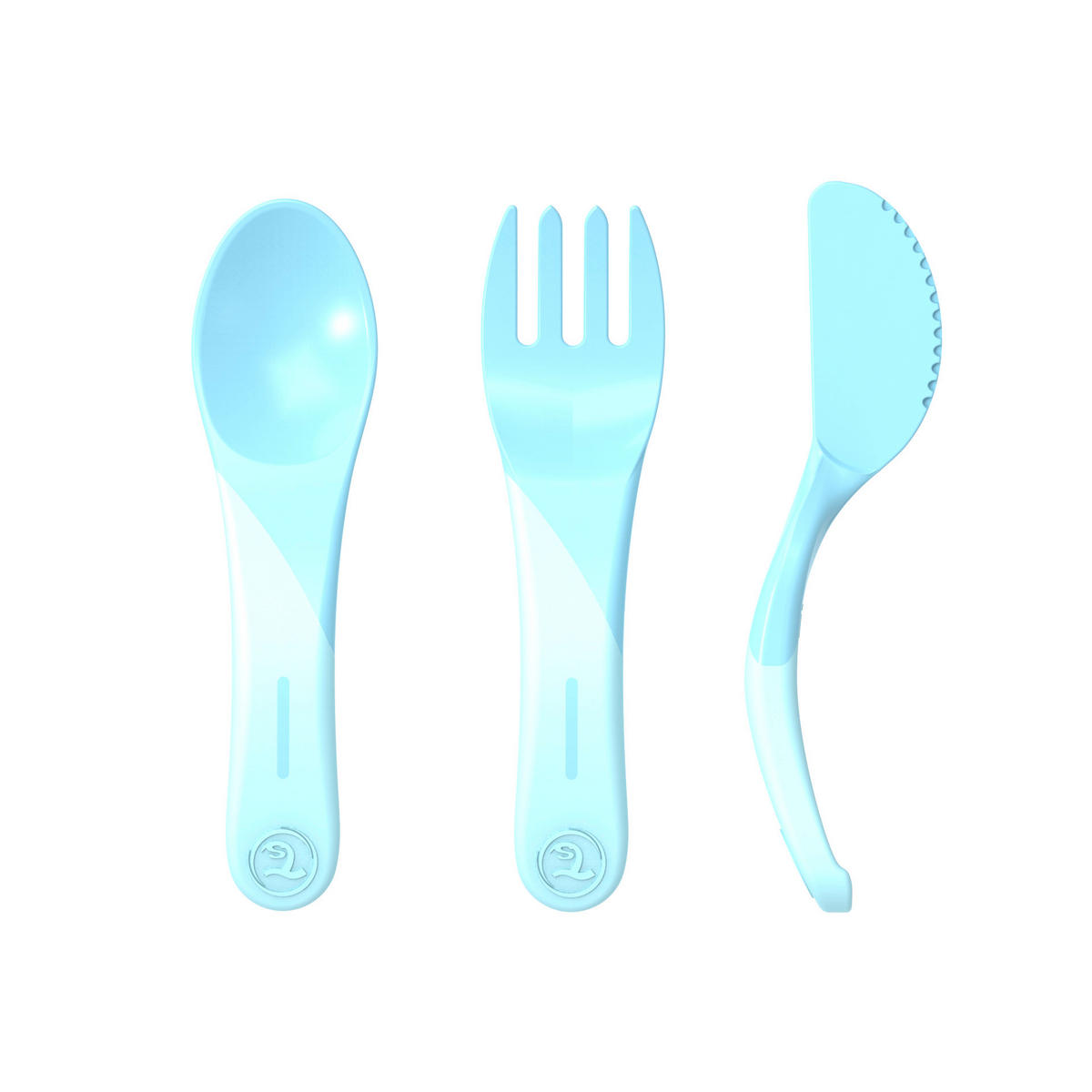 KINDERBESTECK 3-teilig  - Blau, Basics, Kunststoff (20,7cm) - Twistshake