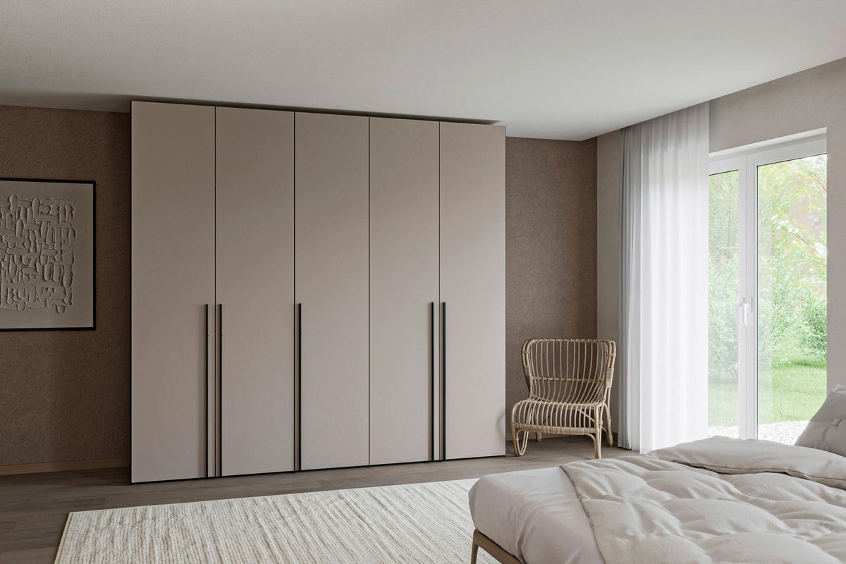 DREHTÜRENSCHRANK 253/236/59 cm,  in Schwarz, Hellbraun, 5-türig  - Hellbraun/Schwarz, Design, Holzwerkstoff/Metall (253/236/59cm) - Jutzler