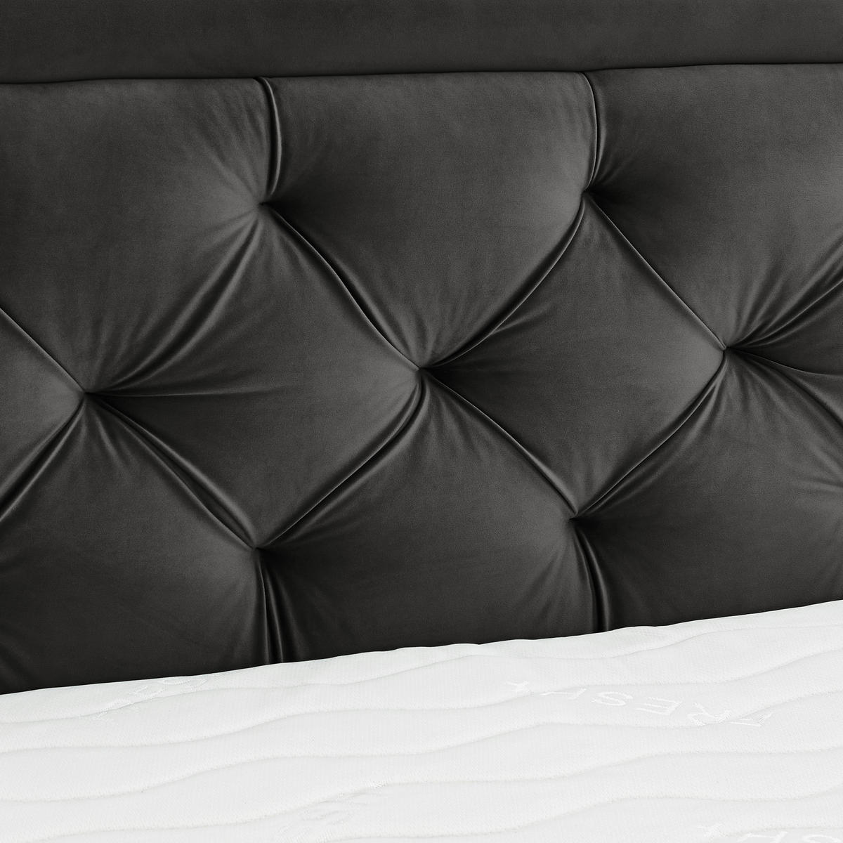 BOXSPRINGBETT 180/200 cm  in Dunkelgrau  - Dunkelgrau/Schwarz, Konventionell, Textil/Metall (180/200cm) - Boxxx