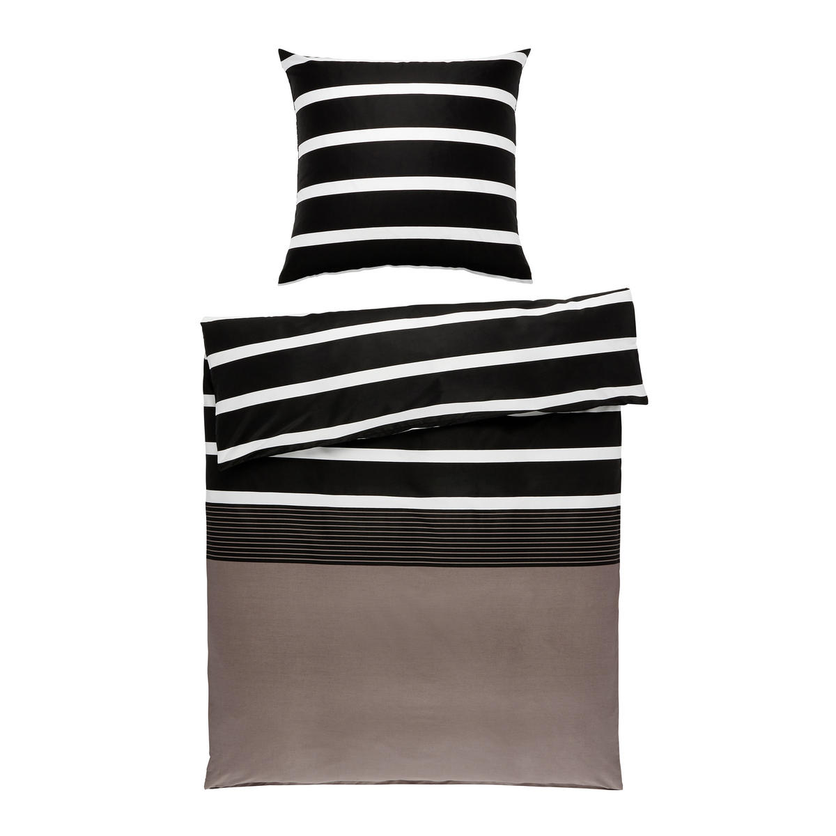 WENDEBETTWÄSCHE J.D. Makosatin 135/200 cm  - Schwarz/Braun, Basics, Textil (135/200cm) - Janine