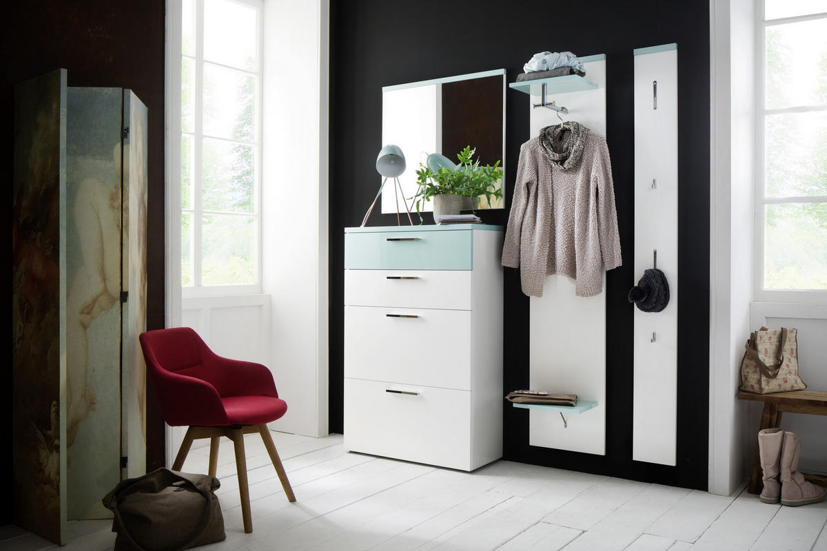 GARDEROBENPANEEL  in 20/199/3 cm  - Weiss/Mintgrün, Design, Holzwerkstoff (20/199/3cm) - Moderano
