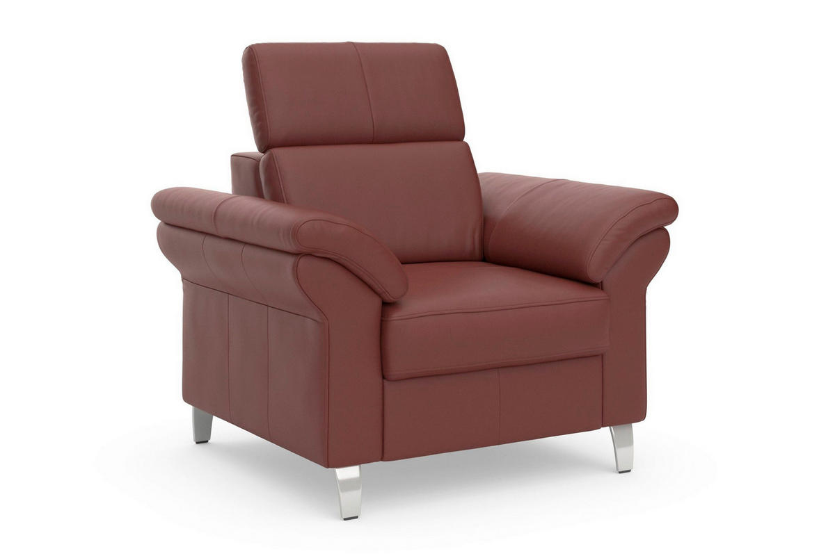 SESSEL in Echtleder Rotbraun  - Chromfarben/Rotbraun, Basics, Leder/Metall (101/84/93cm) - Sit & More