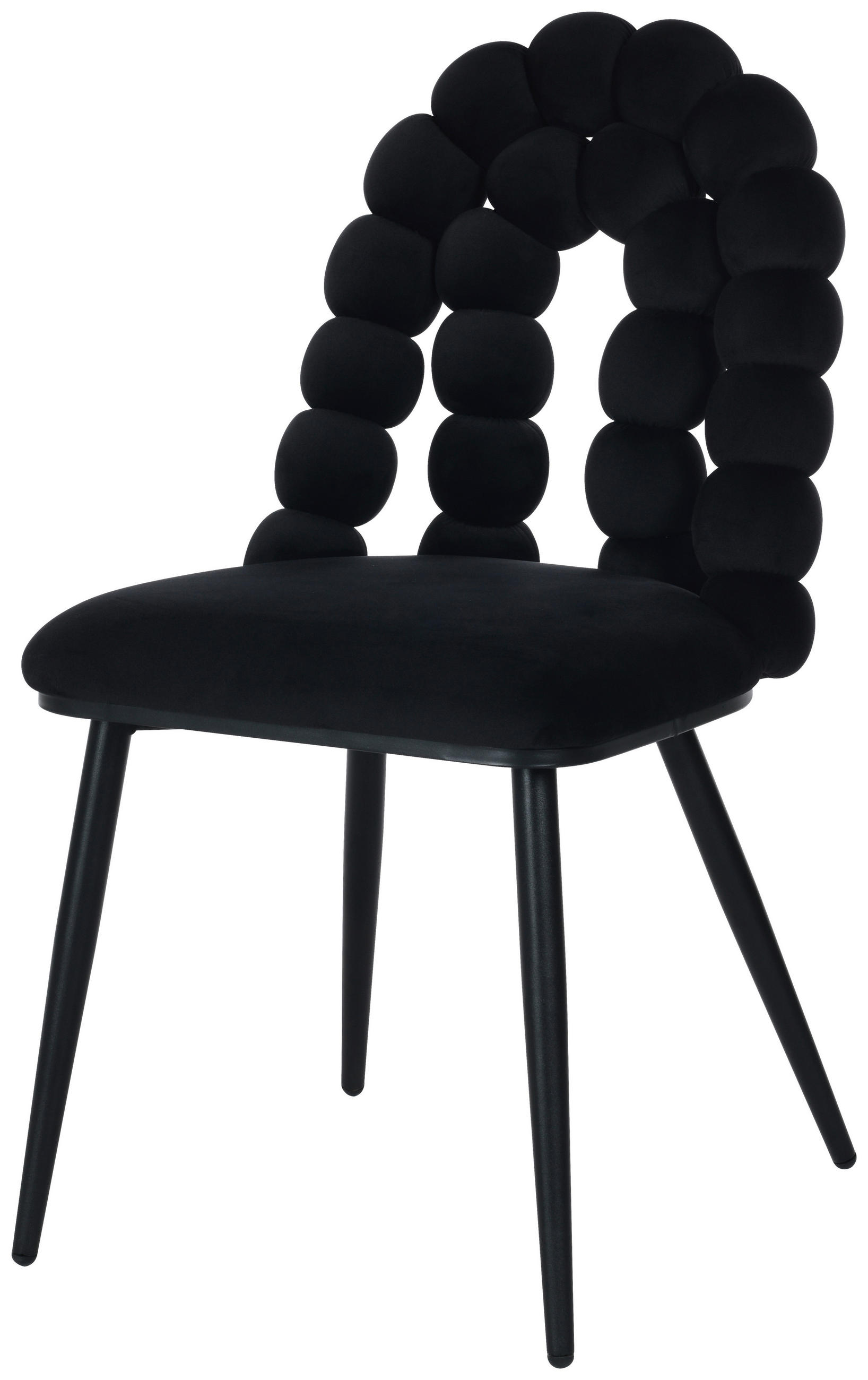 STUHL  in Eisen Samt Holz, Metall, Textil  - Schwarz, MODERN, Holz/Textil (47/87/61cm) - Livetastic