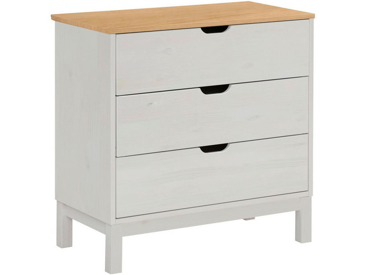 KOMMODE POZNAN, 76/75/39 cm, 3 Schublade(n)  - Weiß/Naturfarben, Design, Holz/Holzwerkstoff (76/75/39cm) - Livetastic