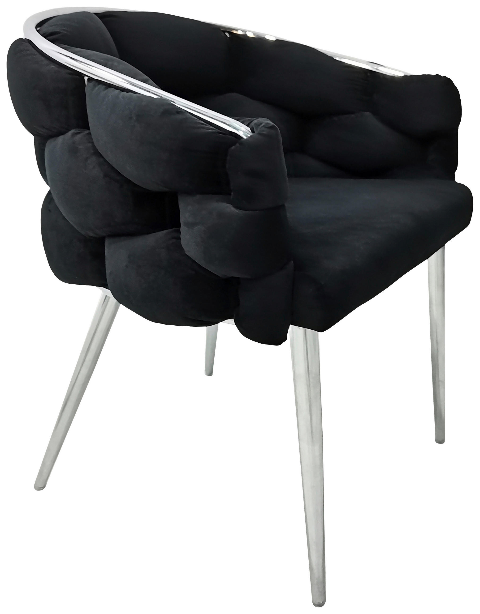 SADA ŽIDLÍ S PODRUČKAMI 2 kusy - barvy stříbra/černá, Moderní, kov/textil (65/79/61cm) - MID.YOU