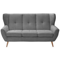 3-SITZER-SOFA Cord Grau  - Eichefarben/Grau, Design, Holz/Textil (190/102/90cm) - Stylife