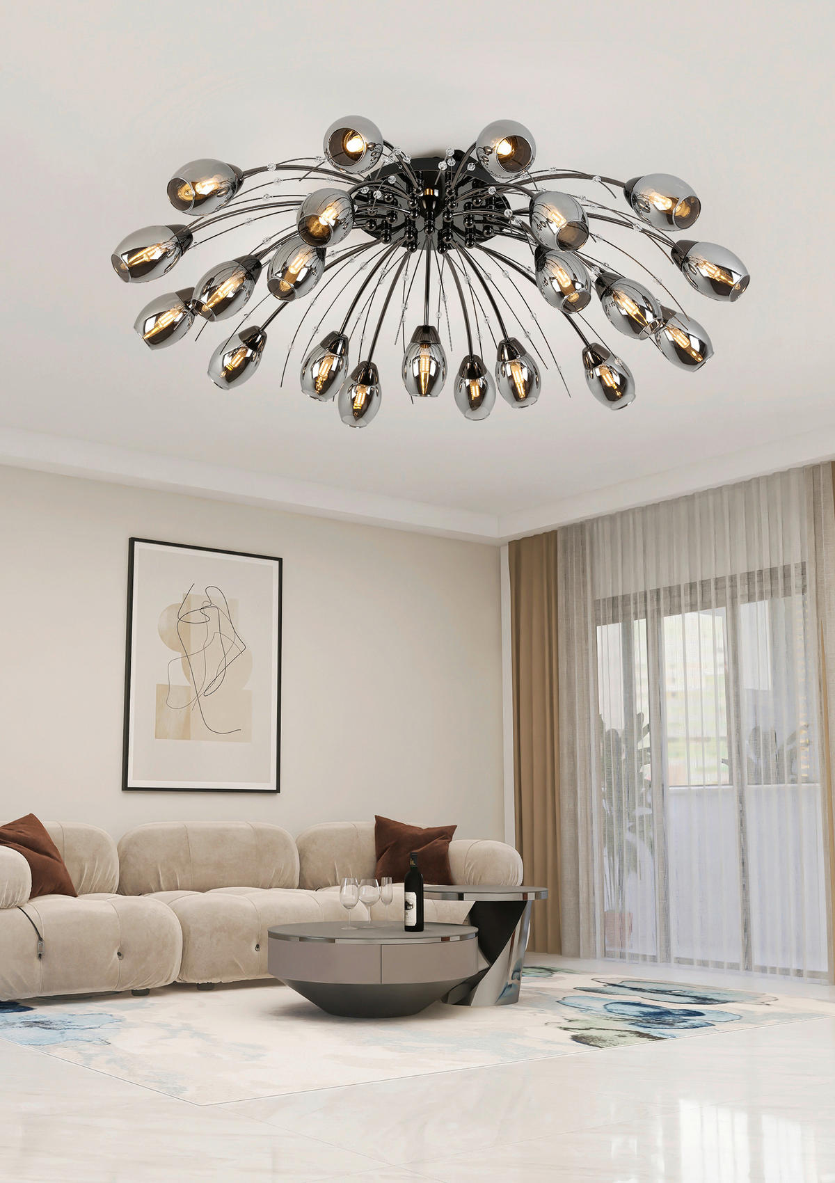 LED-DECKENLEUCHTE 92/25 cm   - Chromfarben/Schwarz, Trend, Glas/Kunststoff (92/25cm) - Dieter Knoll