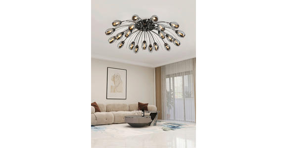LED-DECKENLEUCHTE 92/25 cm - Chromfarben/Schwarz, Trend, Glas/Kunststoff (92/25cm) - Dieter Knoll