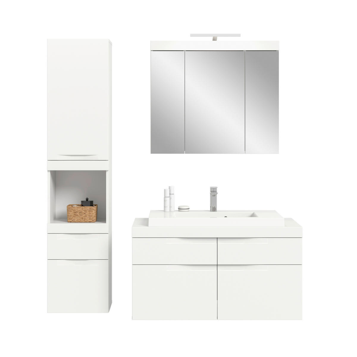 BADEZIMMER 5-teilig  in 153 cm  - Weiß, Trend, Glas/Holzwerkstoff (153cm) - MID.YOU