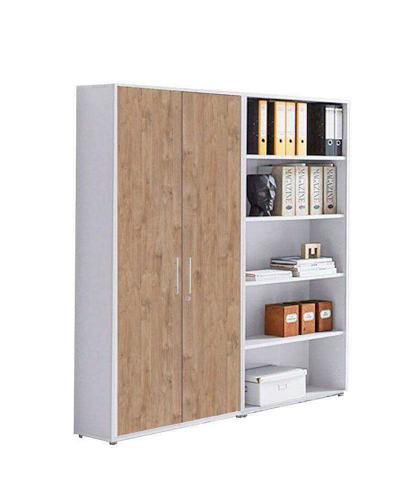 AKTENSCHRANK Weiß, Eichefarben  - Eichefarben/Weiß, MODERN, Holzwerkstoff (168,8/185,6/33cm) - MID.YOU