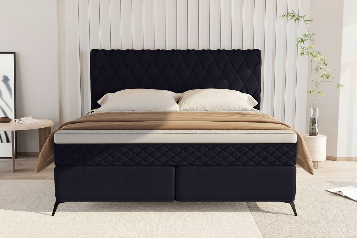 BOXSPRINGBETT 140/200 cm  in Schwarz  - Schwarz, Design, Textil/Metall (140/200cm) - Boxxx