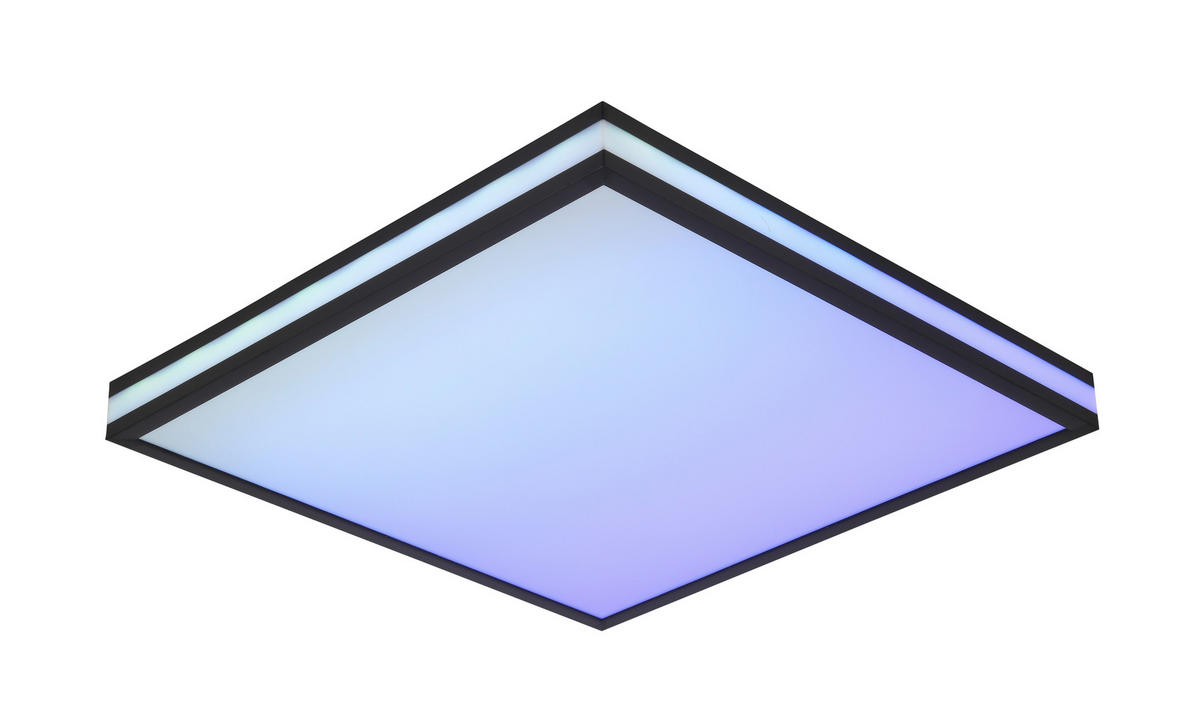 STROPNÉ LED SVIETIDLO, 45/45/7,5 cm - čierna/biela, Lifestyle, kov/plast (45/45/7,5cm) - Novel