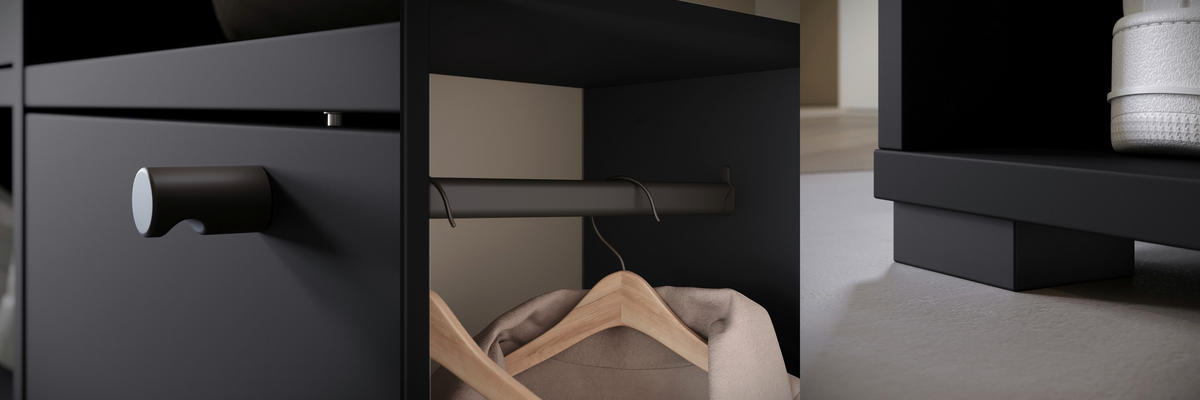 GARDEROBE  in 90/190/33 cm  - Schwarz, Trend, Holzwerkstoff (90/190/33cm) - MID.YOU