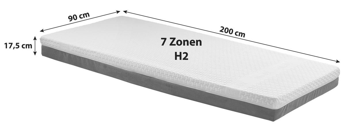 Taschenfederkernmatratze 90/200 cm, Höhe ca.: 17,5 cm, H2 = mittel, 7-Zonen - Rot/Weiß, Textil (90/200cm) - Primatex