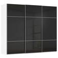 SCHWEBETÜRENSCHRANK 301/223/68 cm 3-türig Schwarz, Weiß  - Alufarben/Schwarz, KONVENTIONELL, Glas/Holzwerkstoff (301/223/68cm) - Novel