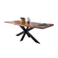 ESSTISCH Akazie massiv rechteckig Akaziefarben  - Schwarz/Akaziefarben, LIFESTYLE, Holz/Metall (160/90/76cm) - Livetastic