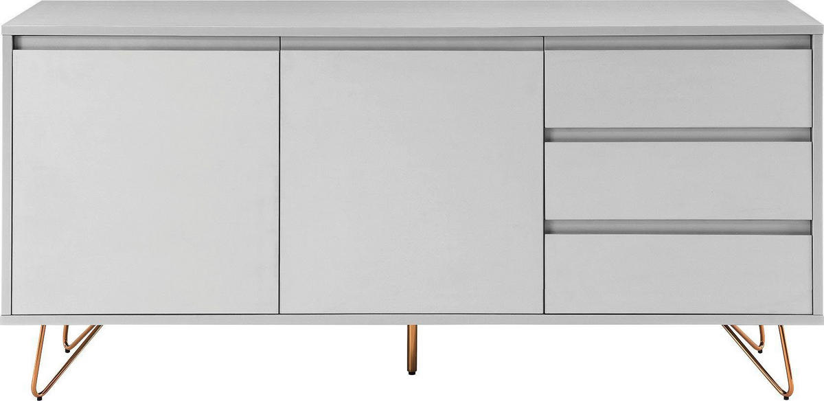 ŠIROKÁ KOMODA, biela, 150/70/40 cm - biela/mosadzná, Design, kov/kompozitné drevo (150/70/40cm) - Livetastic