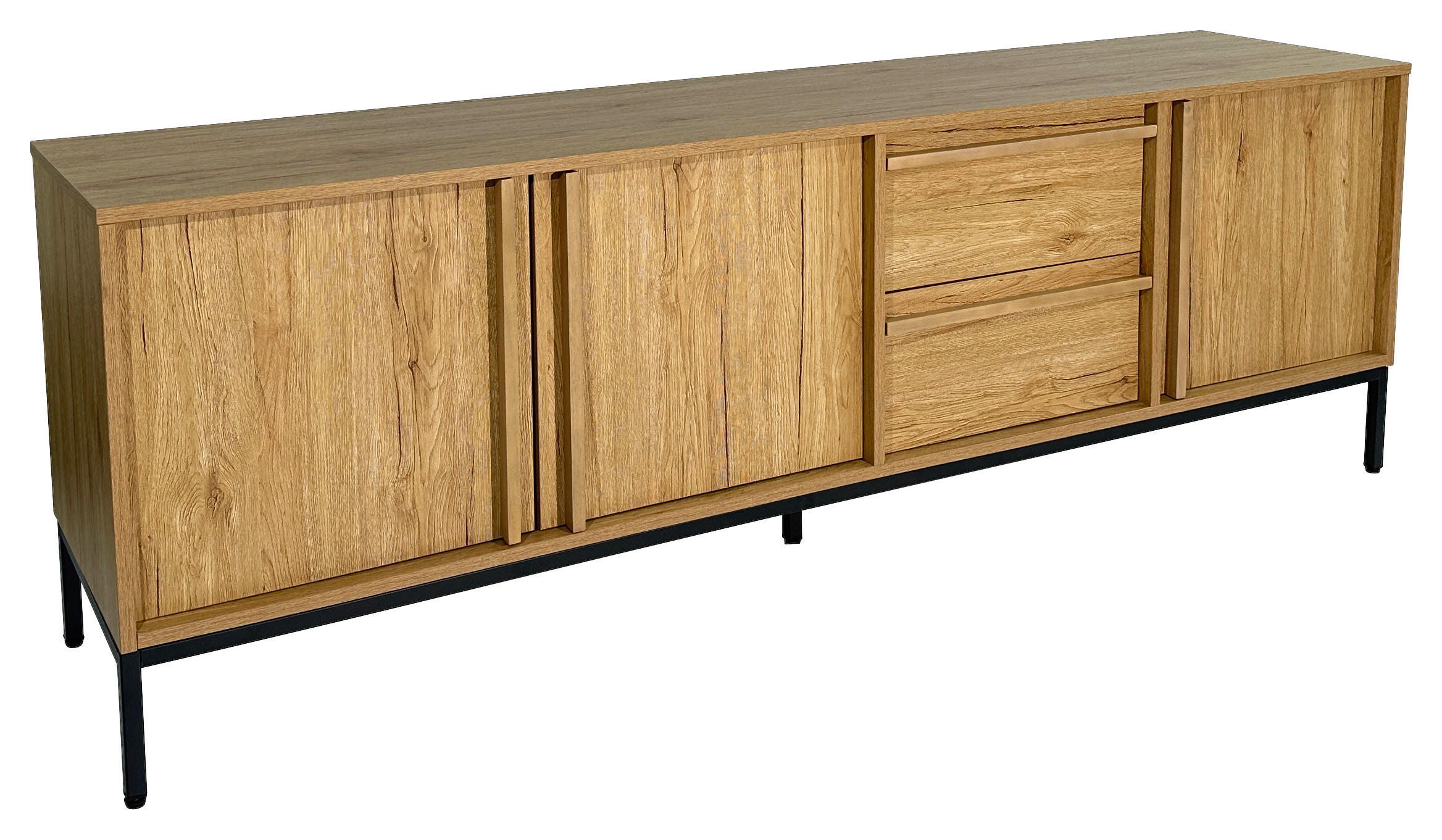 LOWBOARD WABI  in 180/60,5/40 cm  - Eichefarben/Schwarz, Design, Holz/Holzwerkstoff (180/60,5/40cm) - Xora