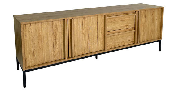 LOWBOARD WABI  in 180/60,5/40 cm  - Eichefarben/Schwarz, Design, Holz/Holzwerkstoff (180/60,5/40cm) - Xora