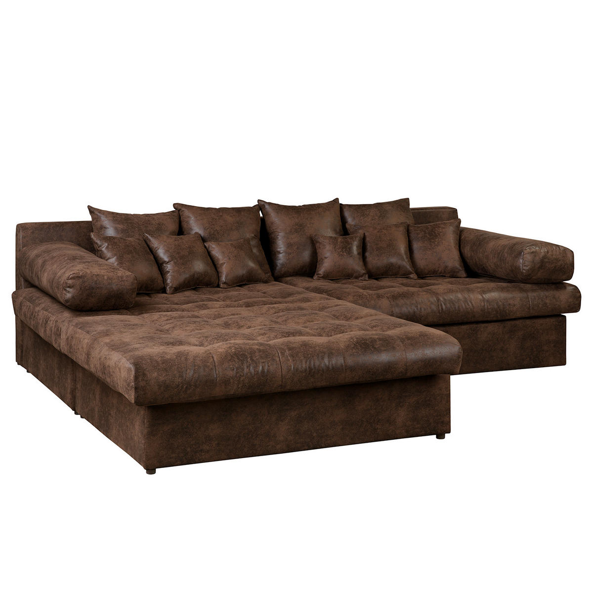 ECKSOFA Lederlook Dunkelbraun  - Dunkelbraun/Schwarz, Design, Kunststoff/Textil (243/284cm) - P & B